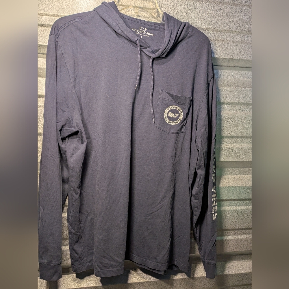 Vineyard Vines Men's Long Sleeve Navy Hoodie Tee Size Large